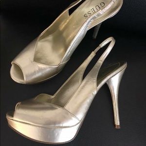 Gold Guess Platform Heels
